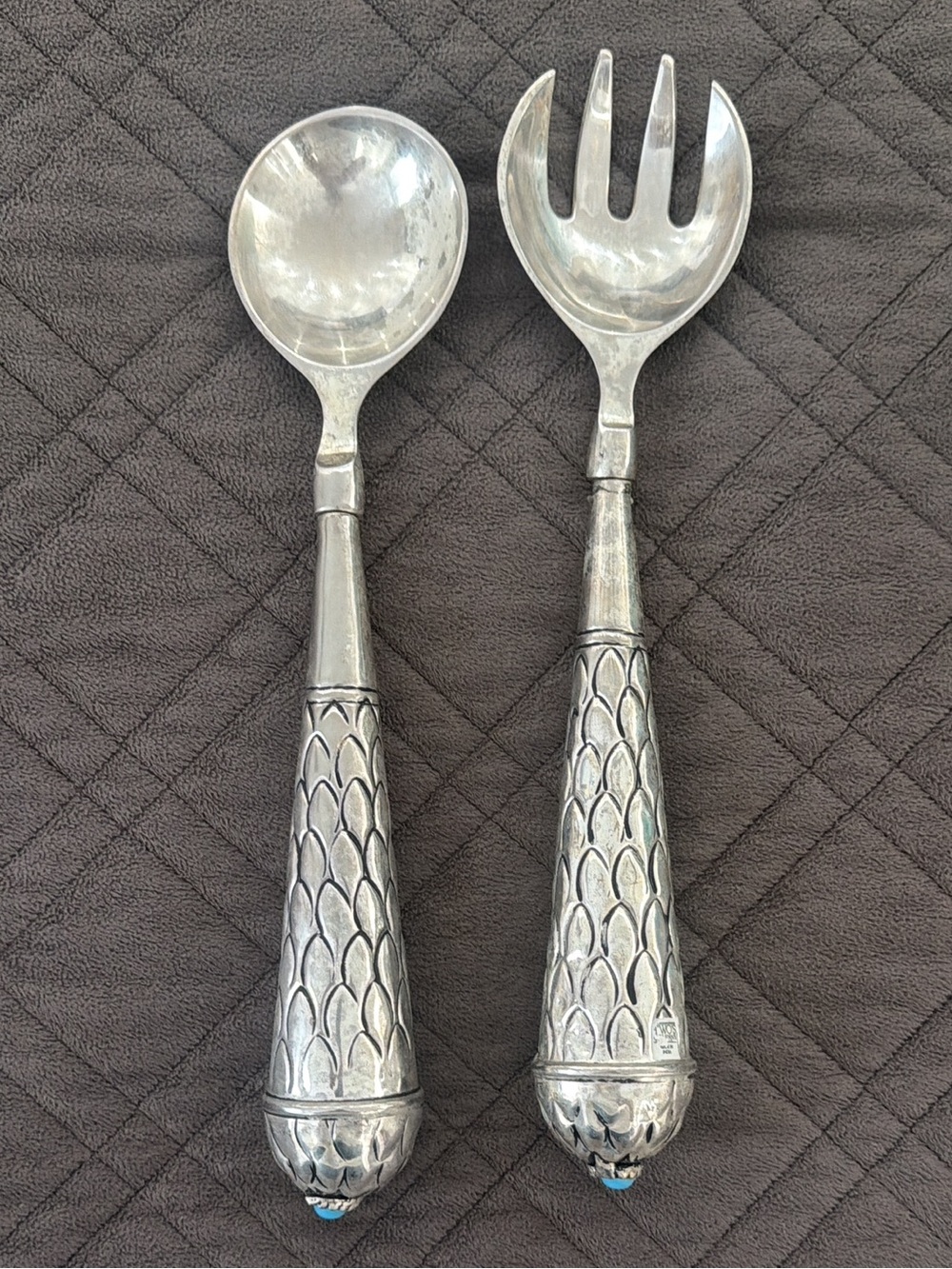 Vintage Silver-Plate Serving Spoon and Fork